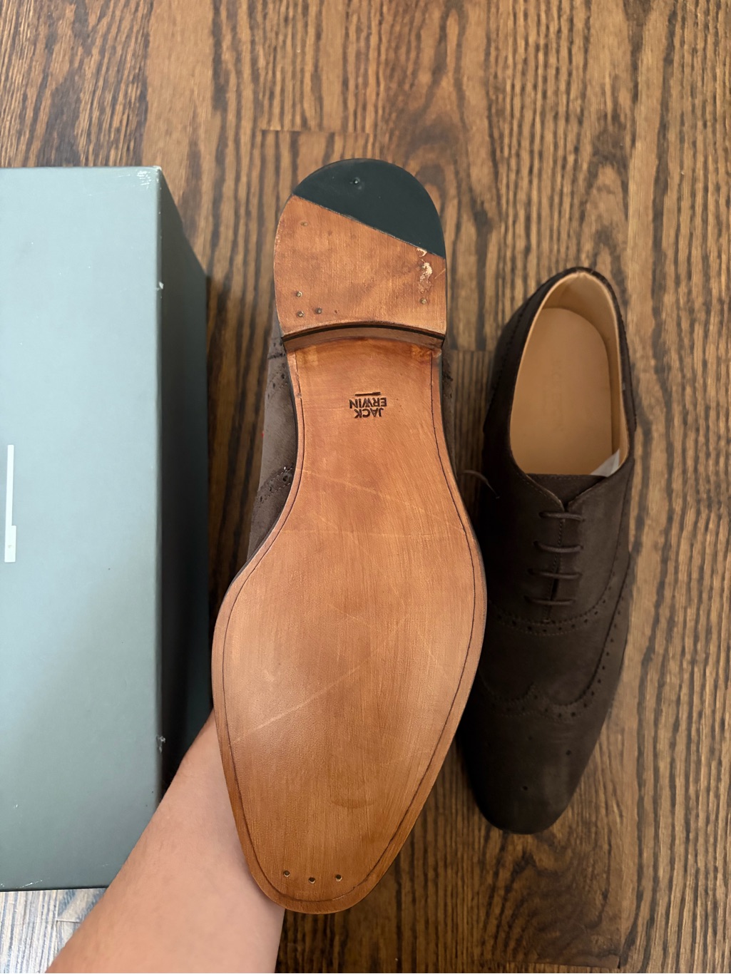 Men Jack Erwin Adam Dark Brown Suede Dress Shoes — image 3 of 4